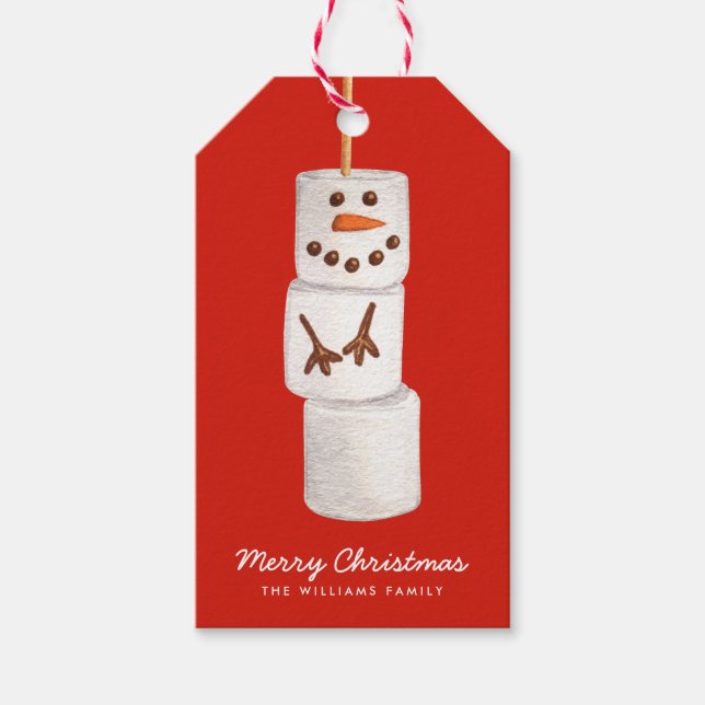 Etiqueta Para Presente Marshmallow Snowman (Frente)