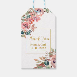 Etiqueta Para Presente MARY Watercolor Rosa Emerald Green