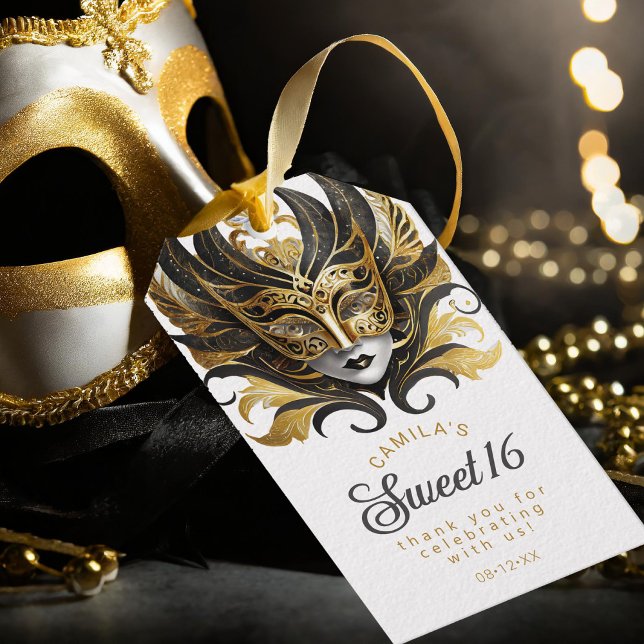 Etiqueta Para Presente Mascarada Sweet 16 Black Dourado ID1032 (Criador carregado)