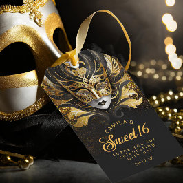 Etiqueta Para Presente Mascarada Sweet 16 Black Dourado V2 ID1032