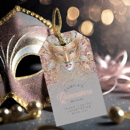 Etiqueta Para Presente Masquerada Festa de 15 Anos Rose Gold V2 ID1031