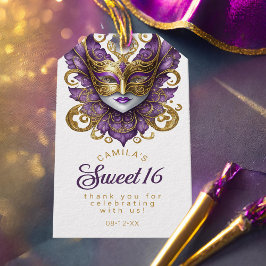Etiqueta Para Presente Masquerade Sweet 16 Roxo Dourado ID1032