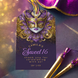 Etiqueta Para Presente Masquerade Sweet 16 Roxo Dourado V2 ID1032