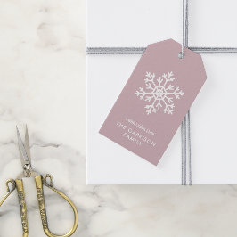 Etiqueta Para Presente Mauve Winter Snowflake Holiday