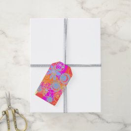 Etiqueta Para Presente Mazipoodles Bolhas Florais Azul Laranja Multirosa