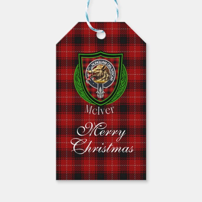 Etiqueta Para Presente McIver Scottish Clan Tartan & Crest (Frente)
