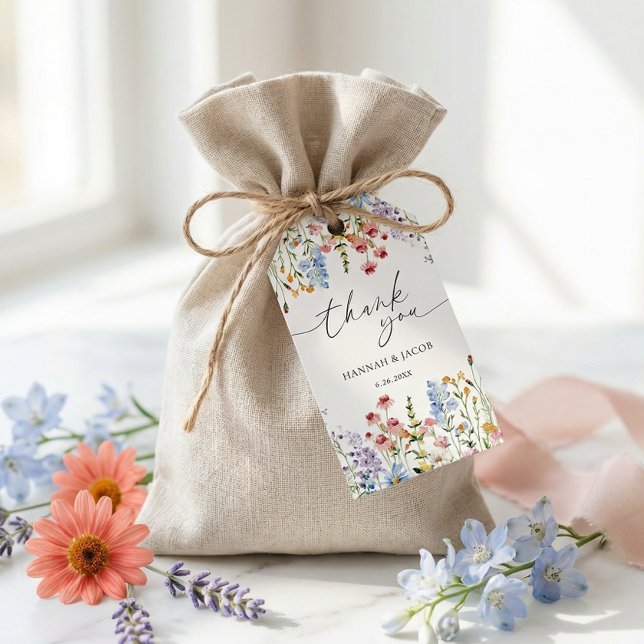 Etiqueta Para Presente Meadow Wildflower Wedding Thank You Favor (Criador carregado)