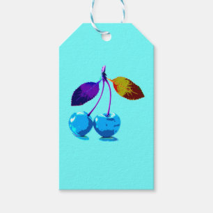 Etiqueta Para Presente Média de cerejas azuis-claras vibrantes