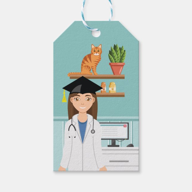 Etiqueta Para Presente Médico Veterinário Formando Vet DVM Graduação (Frente)