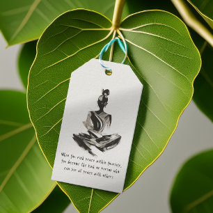 Etiqueta Para Presente Meditação de Instrutor Yoga Pose Pose Pincel Citaç