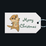 Etiqueta Para Presente Meerkat Christmas Snow Winter Animal Hat<br><div class="desc">O manicômio com luzes com luzes de fada. Animais engraçados com presentes e neve até as férias. Também é engraçado para o Natal em julho. Meerkat são animais doces,  perfeitos para o Natal.</div>