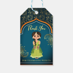 Etiqueta Para Presente Mehndi padrões árabe indiano verde design