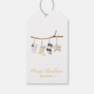 Etiqueta Para Presente Meias de aquarelas para o Natal Napkins