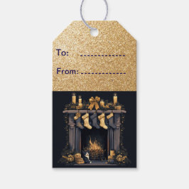 Etiqueta Para Presente Meias De Natal Na Lareira