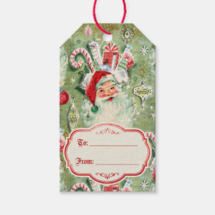 Etiqueta Para Presente Meias de Natal Vintage Retro do Papai Noel