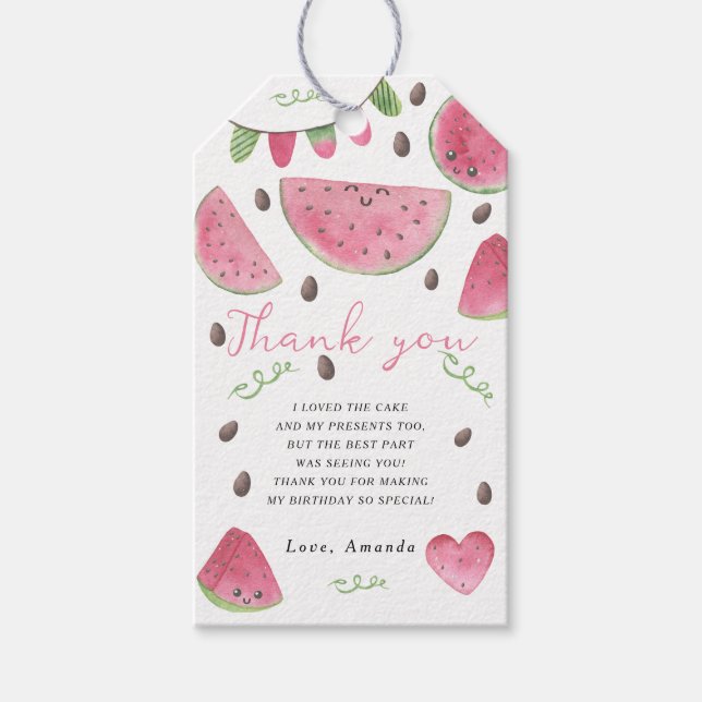 Etiqueta Para Presente Melancias de aquarela festa de aniversário você (Frente)
