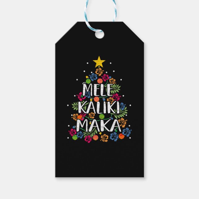 Etiqueta Para Presente Mele Kalikimaka Hawaii Natal (Frente)
