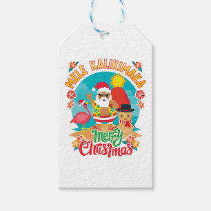 Etiqueta Para Presente Mele Kalikimaka para um Natal havaiano brilhante