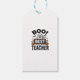 Etiqueta Para Presente Melhor Professor Boo Design de Halloween Vintage p