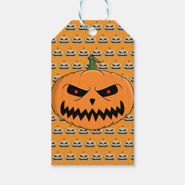Etiqueta Para Presente Menacing Jack O'Lantern Halloween (Frente)
