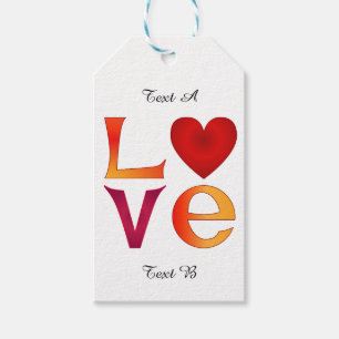 Etiqueta Para Presente Menção ao quadrado LOVE personalizado Vermelho e a