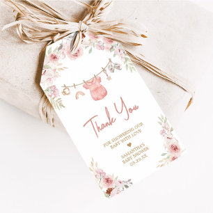 Etiqueta Para Presente Menina Boho Clothesline Chá de fraldas Favorecida