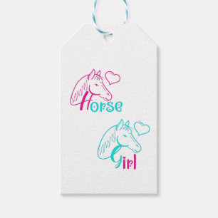 Etiqueta Para Presente Menina Cavalo em Rosa e Turquesa