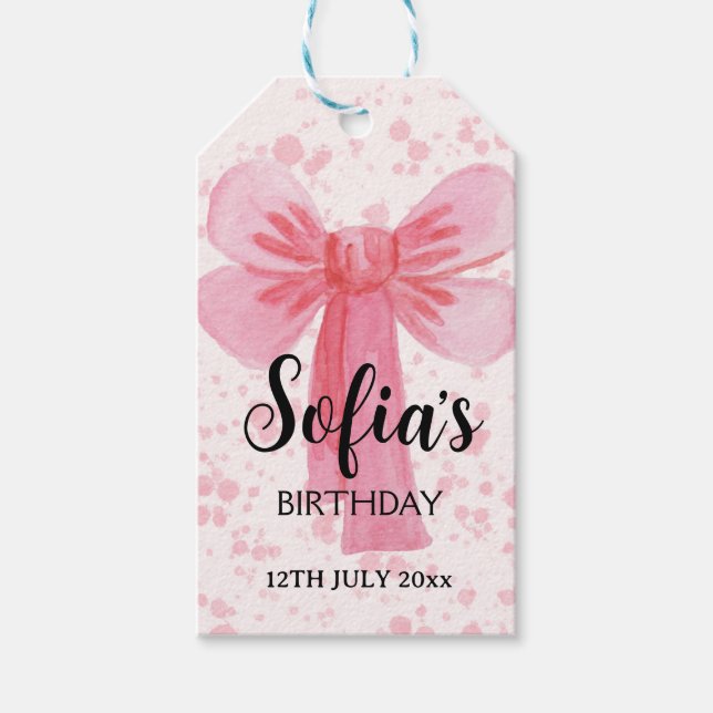 Etiqueta Para Presente Menina com Laço Rosa (Frente)