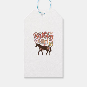 Etiqueta Para Presente Menina de Aniversário 10 Cavalo Floral Desenho Vet