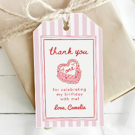 Etiqueta Para Presente Menina de Aniversário de Um Ano com Tema de Dia do