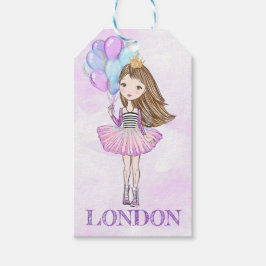 Etiqueta Para Presente Menina de Aniversário Princesa Balões Lavanda