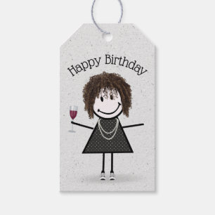 Etiqueta Para Presente Menina de Pauzinho de Aniversário Com Vinho e Têni