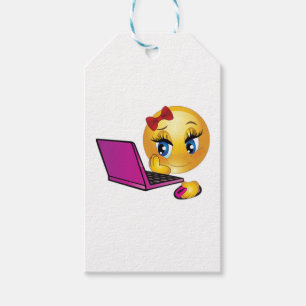 Etiqueta Para Presente Menina do Emoji do Laptop Personalizado