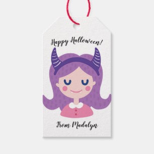Etiqueta Para Presente Menina feliz do vampiro do divertimento do Dia das
