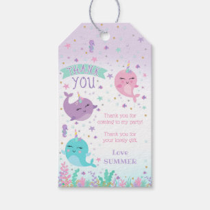 Etiqueta Para Presente Menina Narwhal favorece marcas sob o mar Narwhal