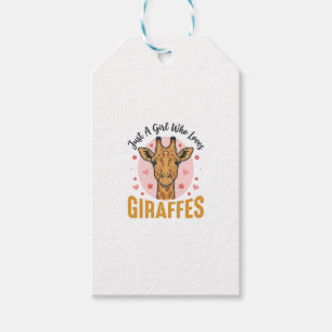 Etiqueta Para Presente Menina Que Ama Girafas Desenho de Gravura Vintage_
