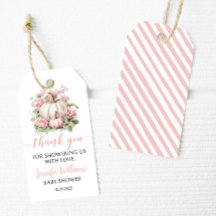 Menina rosa de abóbora obrigado chá de fraldas voc