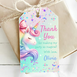 Etiqueta Para Presente Menina Unicórnio Aniversário Magico Pastel Arco-Ír
