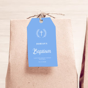 Etiqueta Para Presente Menino Azul Moderno   Batismo   Obrigado, Favor