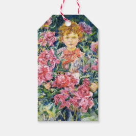 Etiqueta Para Presente Menino com Flores de Peônia Vermelhas (por Robert 