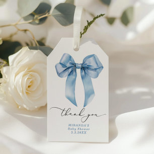 Etiqueta Para Presente Menino de laço azul Chuveiro de bebê obrigado
