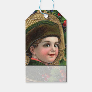 Etiqueta Para Presente Menino do vintage pintado no ornamento de Bell de