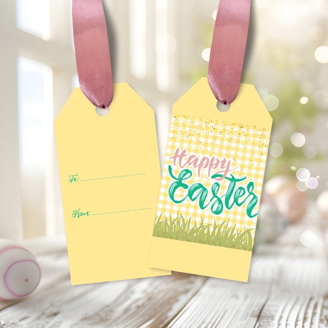 Etiqueta Para Presente Mensagem de Felz pascoa vibrante (Vibrant Happy Easter message Gift Tags)