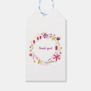 Etiqueta Para Presente Mensagem Personalizada do Wreath de Cor de Água M
