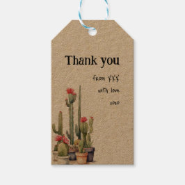 Etiqueta Para Presente Mensagem Personalizada Rustic Watercolor Cactus