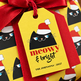 Etiqueta Para Presente Meowy & Brilhante Felino Divertido Personalizado N