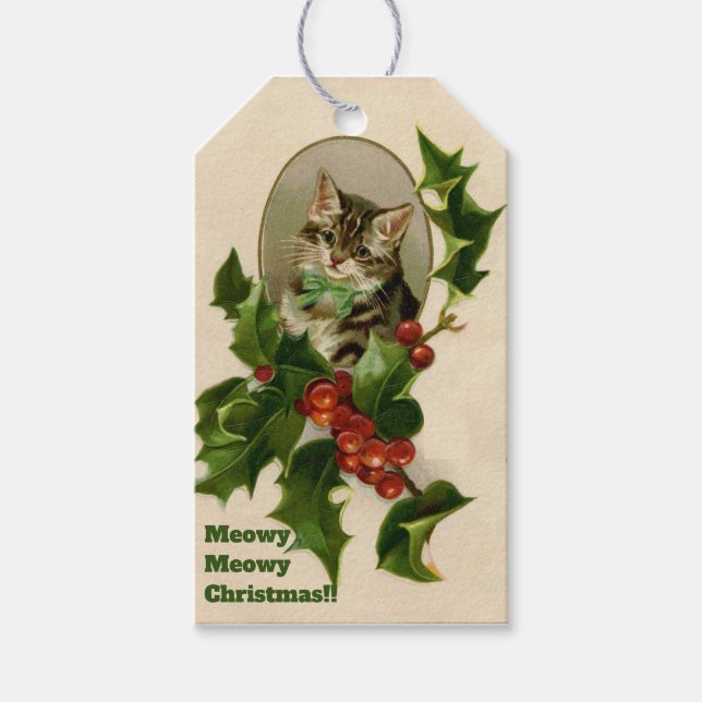 Etiqueta Para Presente Meowy Christmas (Frente)