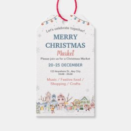 Etiqueta Para Presente Mercado de Natal Fofo de Aquarela de Inverno