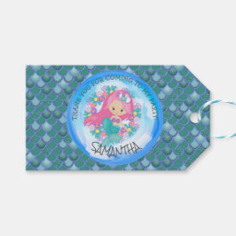 Etiqueta Para Presente Mermaid Party Green Obrigado Etiqueta do presente