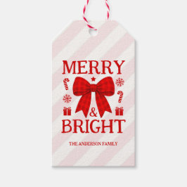 Etiqueta Para Presente Merry & Bright Laço de Xadrez Vermelho Natal